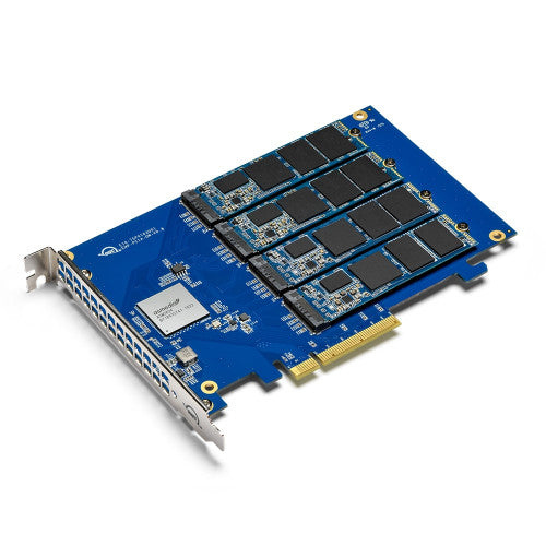OWC Accelsior 4M2 High-PerFormance PCIe Adapter Card with M.2 NVMe SSD installed OWC Accelsior 4M2 High-PerFormance PCIe Adapter Card with M.2 NVMe SSD installed